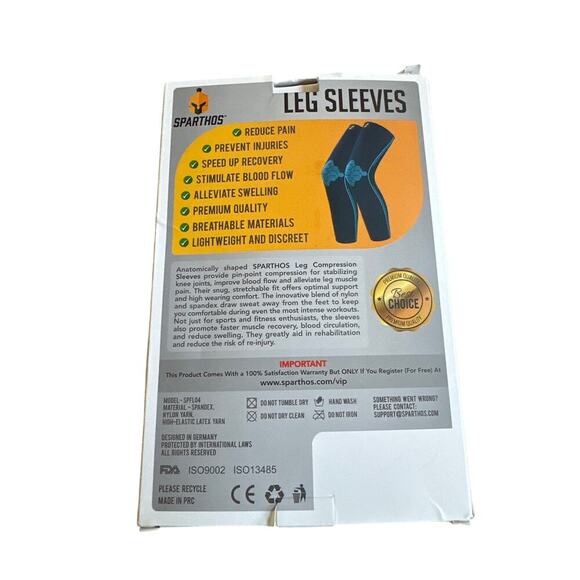 NIB Sparthos Black Compression Leg Sleeves (Pair) Size Large - Picture 3 of 4